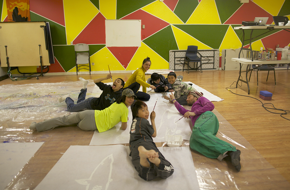 Painting a beautiful line is the first step! Progress at the Youth Centre