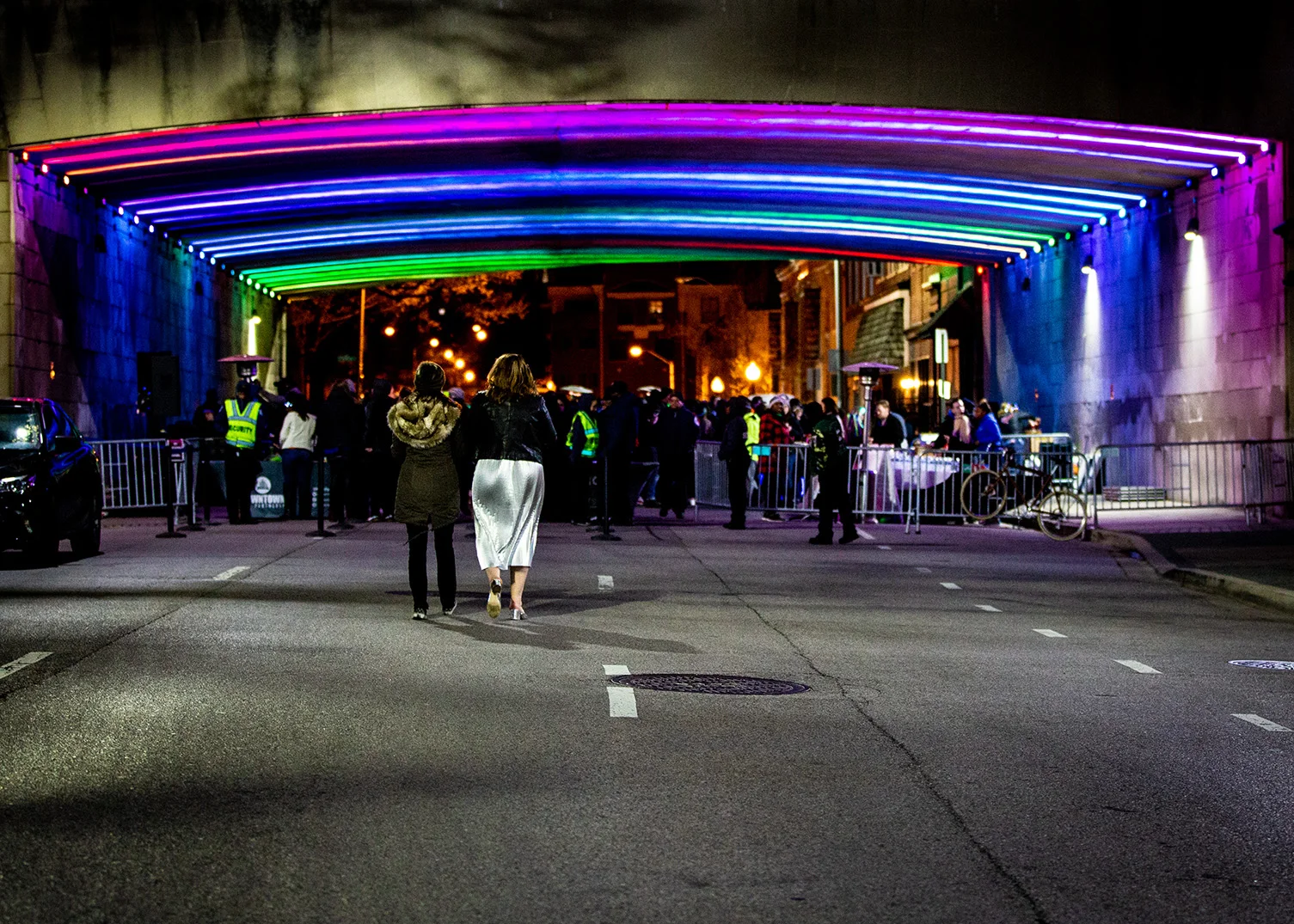 Under the bridge.