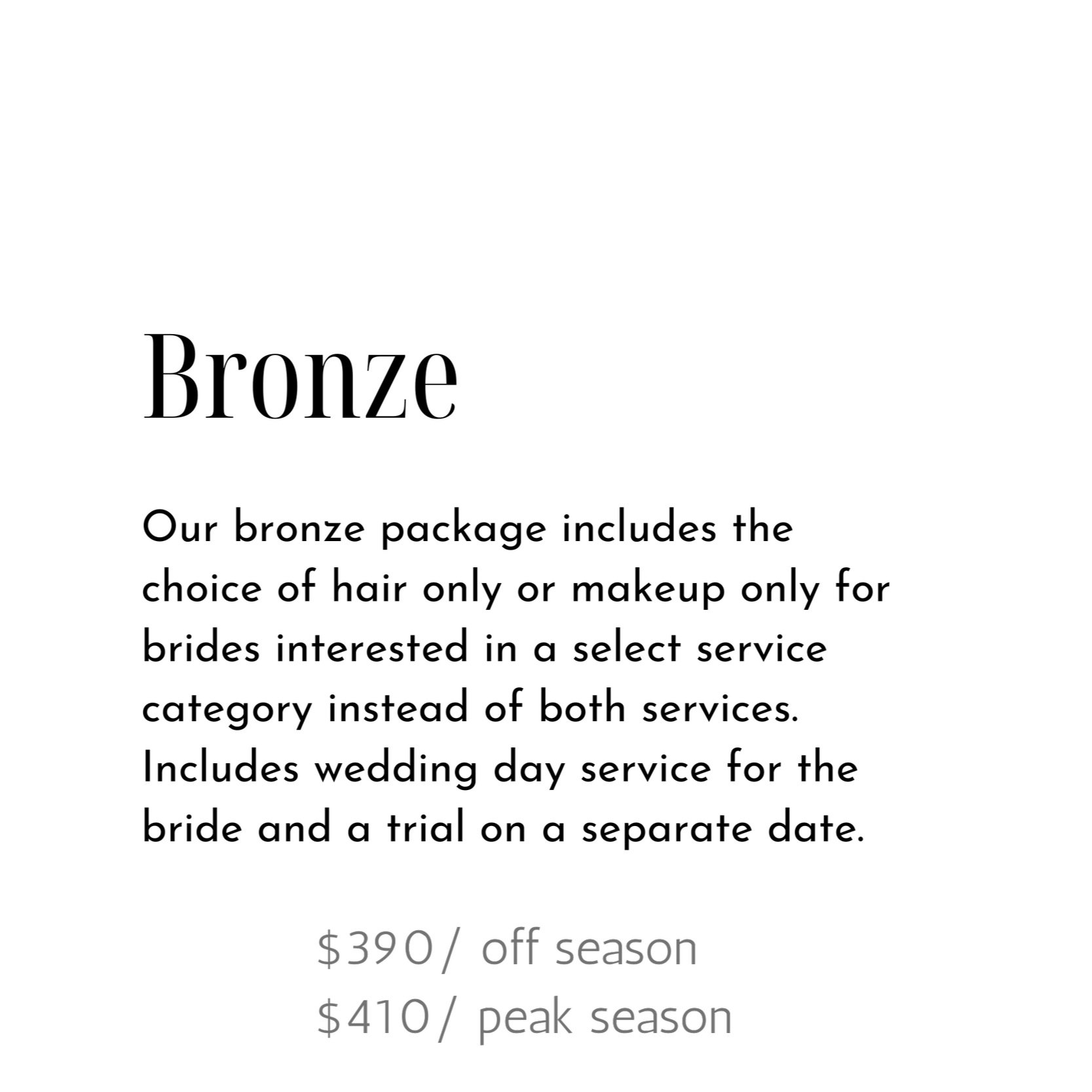 PACKAGES FOR THE BRIDE