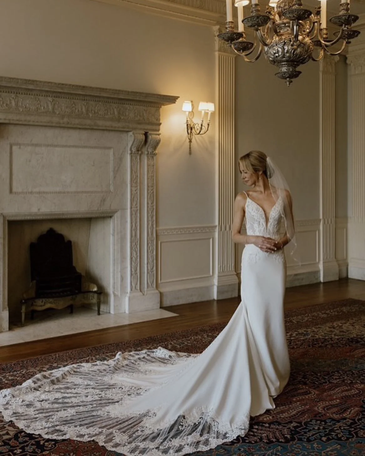 bride hair and makeup photo in the bridal suite on wedding day