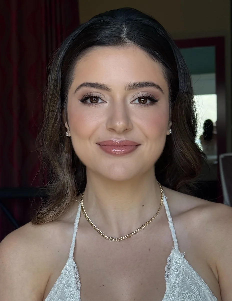 close up picture of a bride wearing soft glam wedding makeup