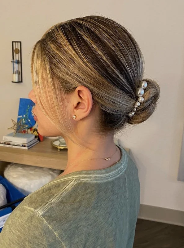 sleek bridal updo for short hair