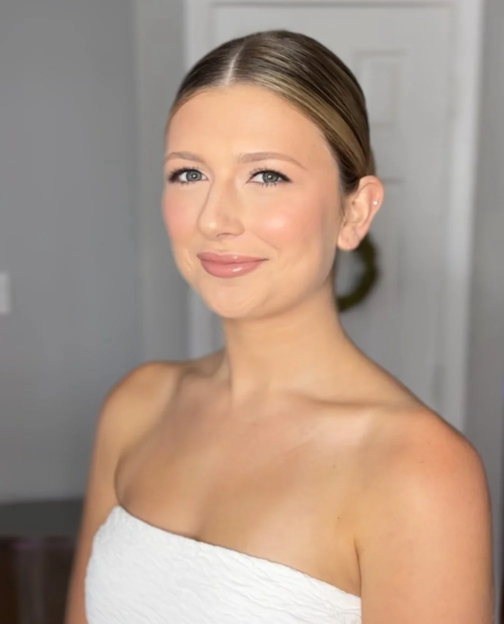 airbrush bridal makeup application on flawless skin