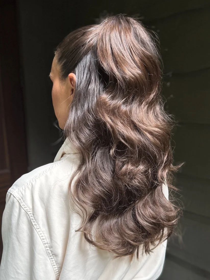 half up half down hairstyle for brown hair