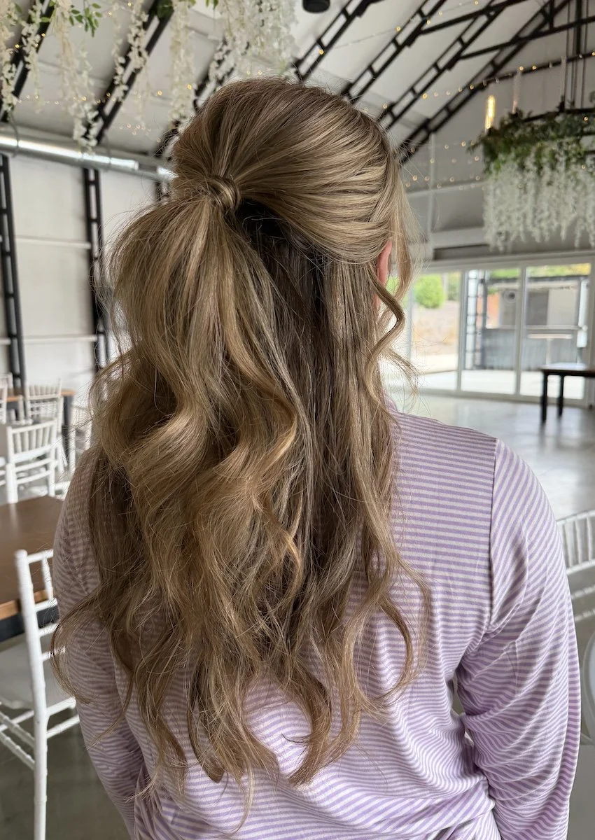 half up half down bridal hairstyle for brunettes with long hair