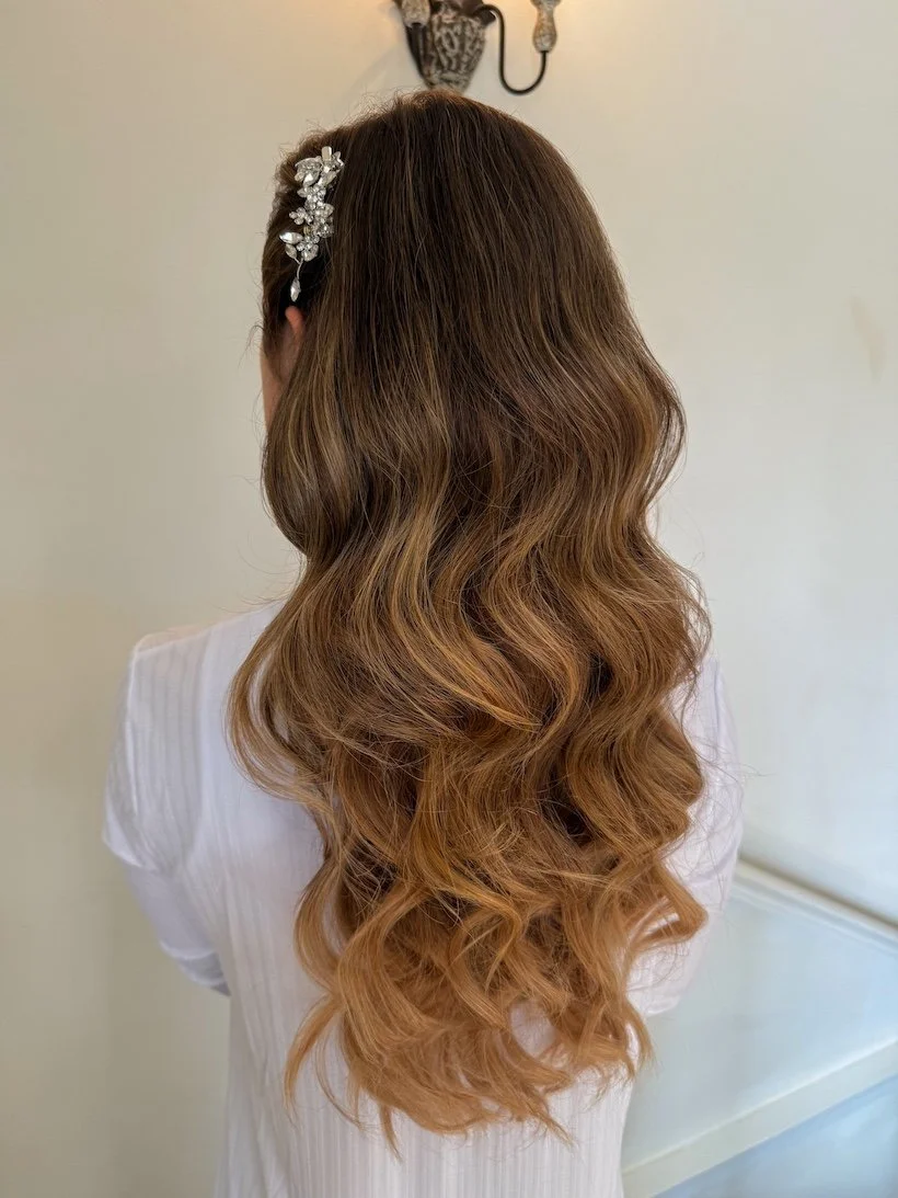 bridal hairstyle and the bride has long hair