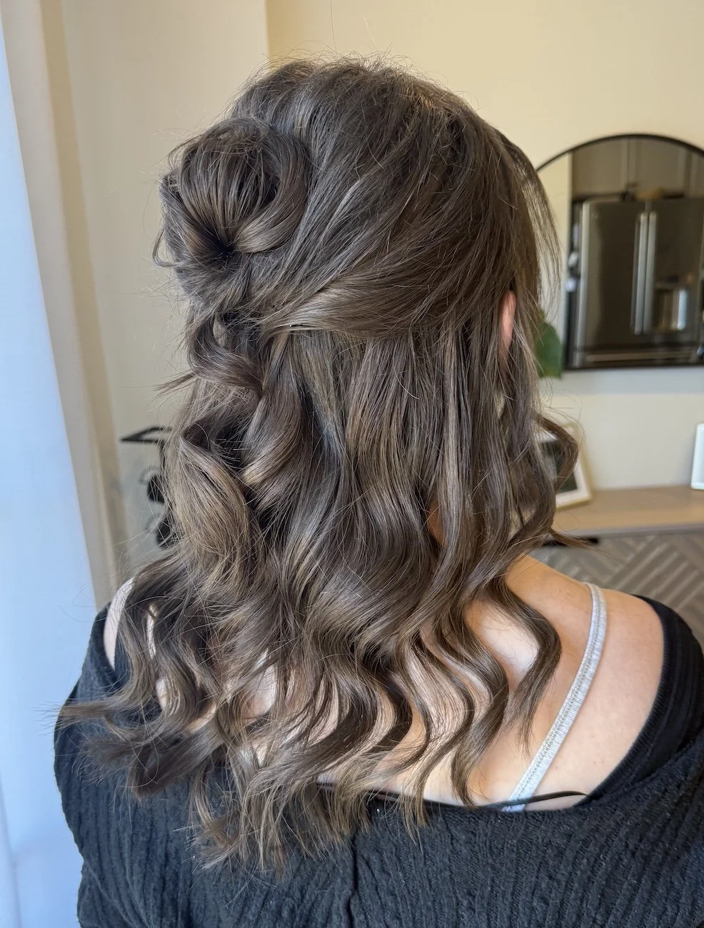 half up half down wedding hairstyle for fine brunette hair