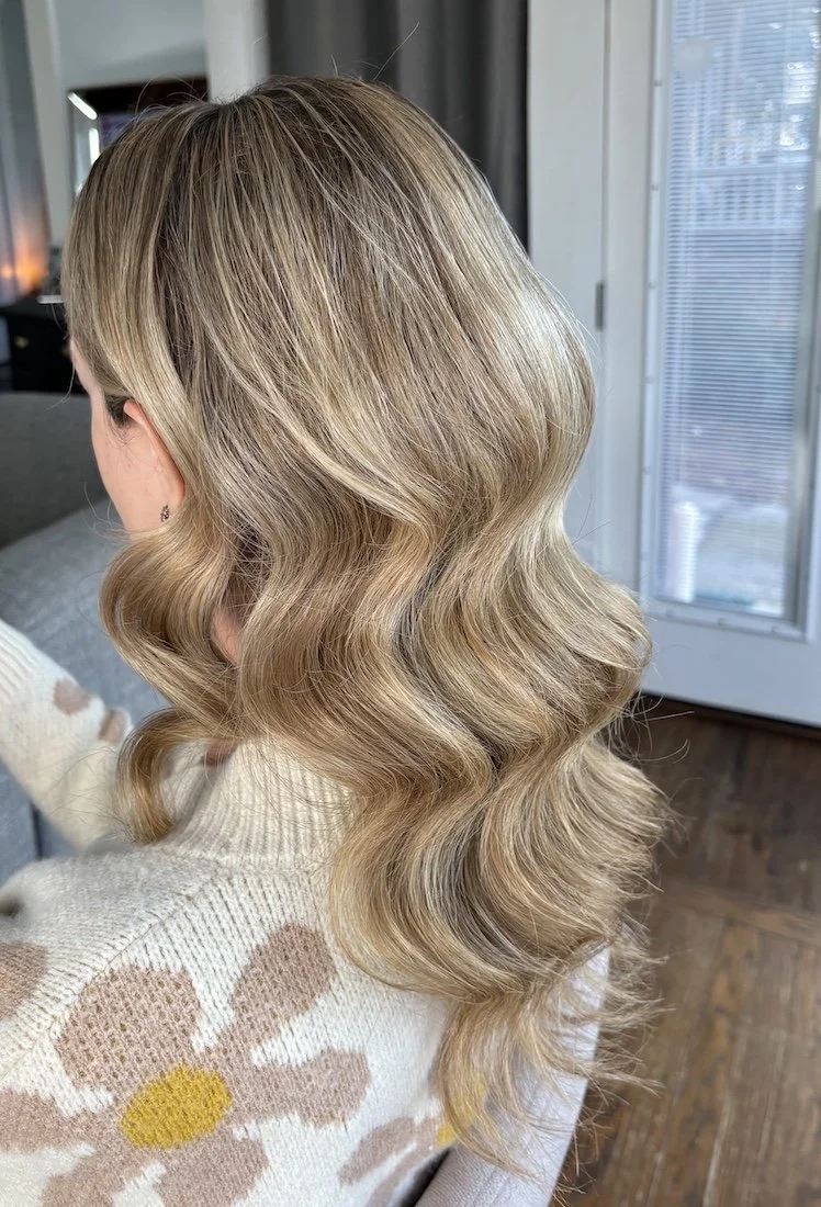 glam wave hairstyle on fine blonde hair