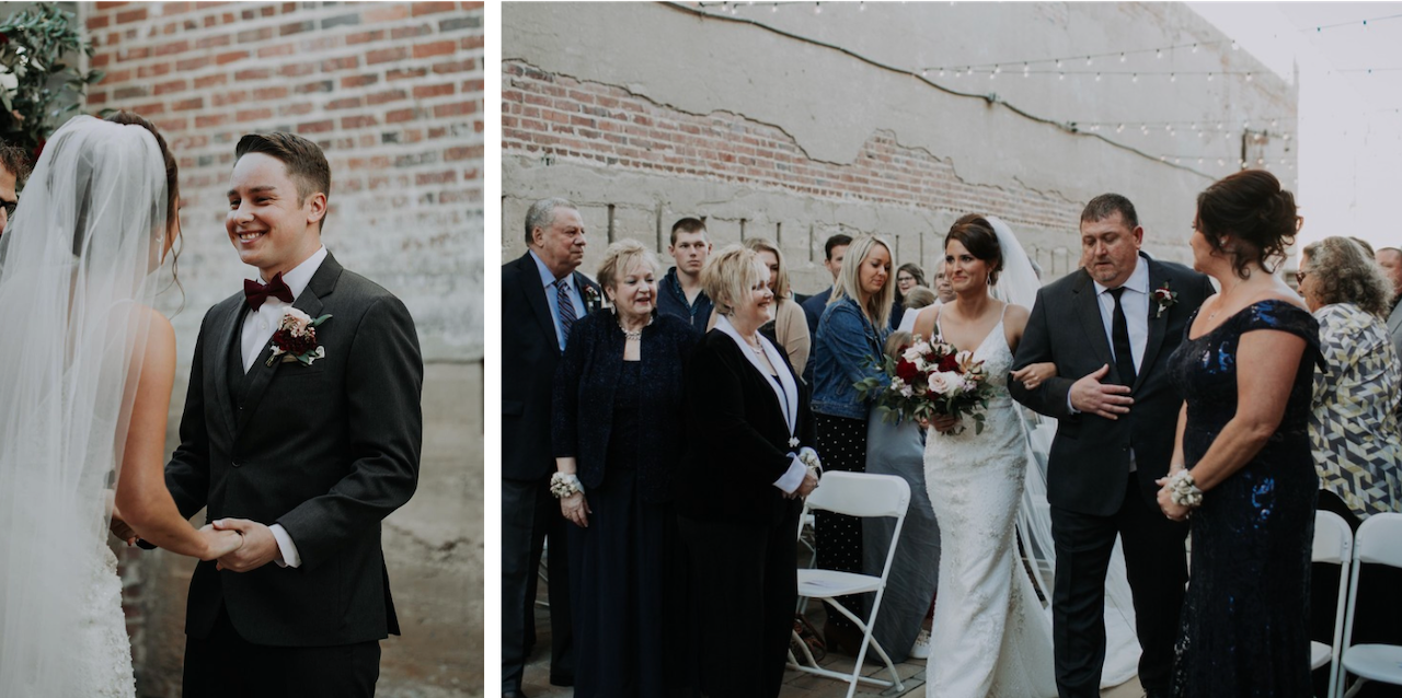 NASCAR driver Christopher Bell and Morgan Kemenah during their wedding ceremony