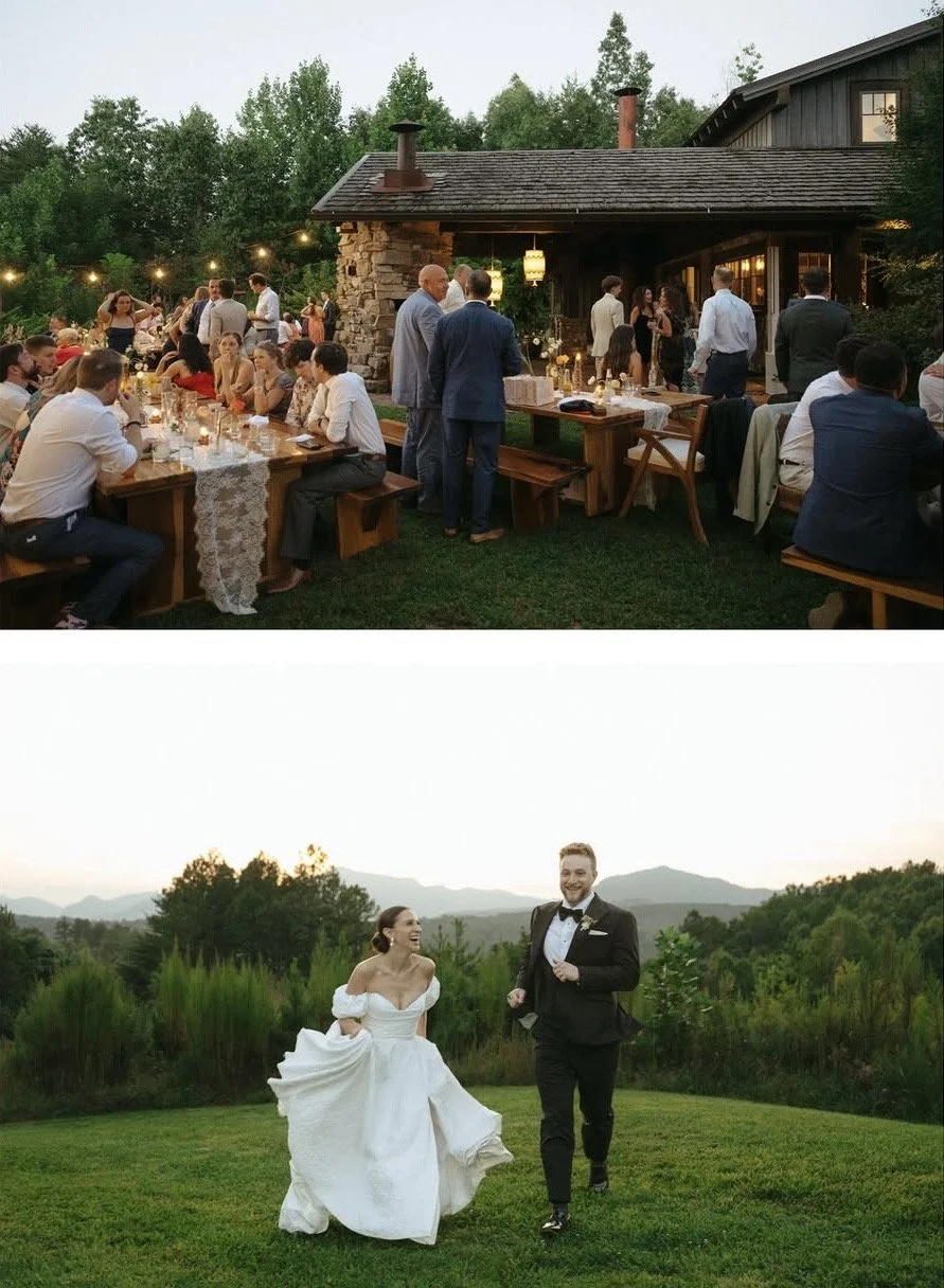 outdoor wedding venue reception and dinner in the mountains