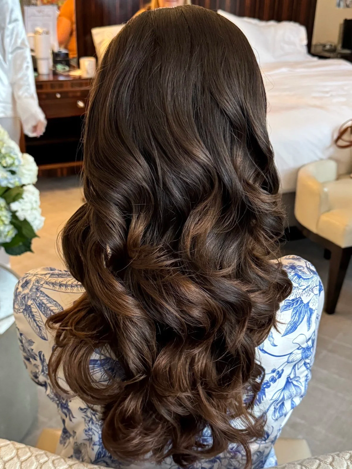 brunette bride with bouncy curls