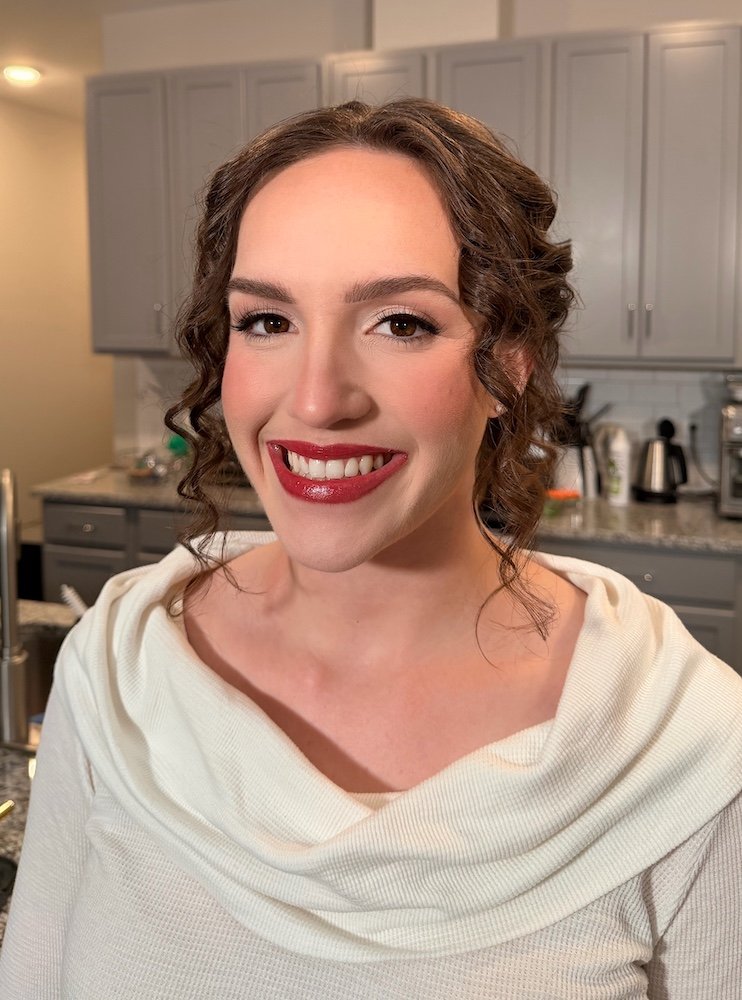 soft glam bridal makeup for a brunette bride with fair skin
