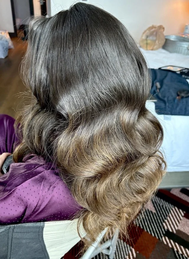 brunette ombre hair color and glam waves