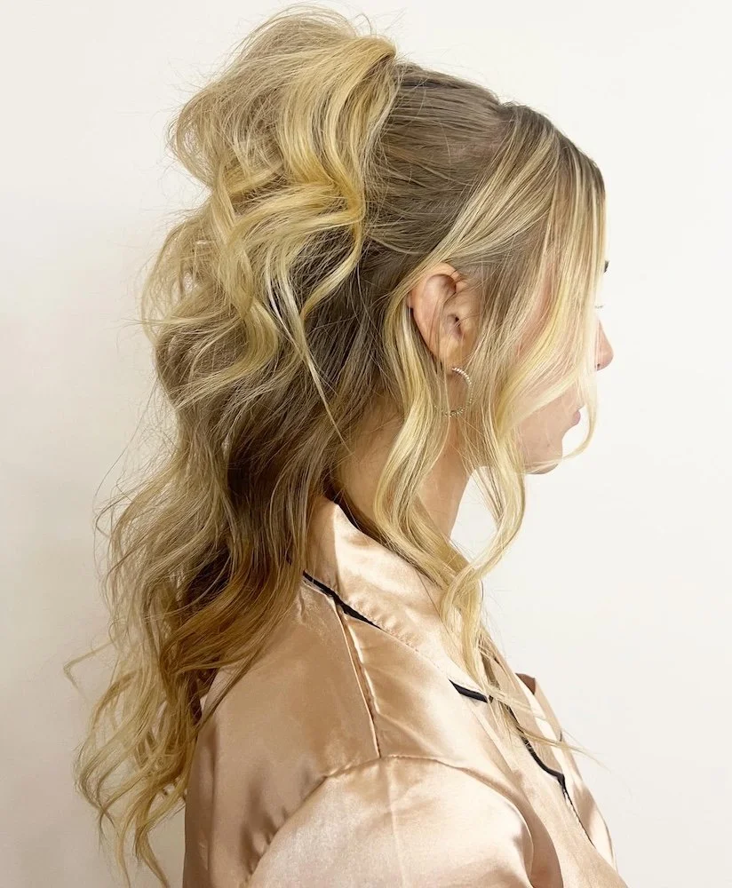 playful half-up half-down hairstyle for blondes with fine hair