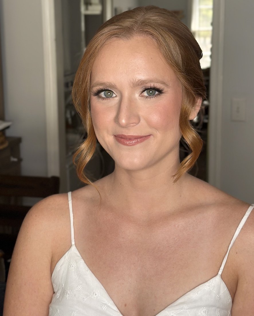 natural makeup for a bride with red hair and fair skin