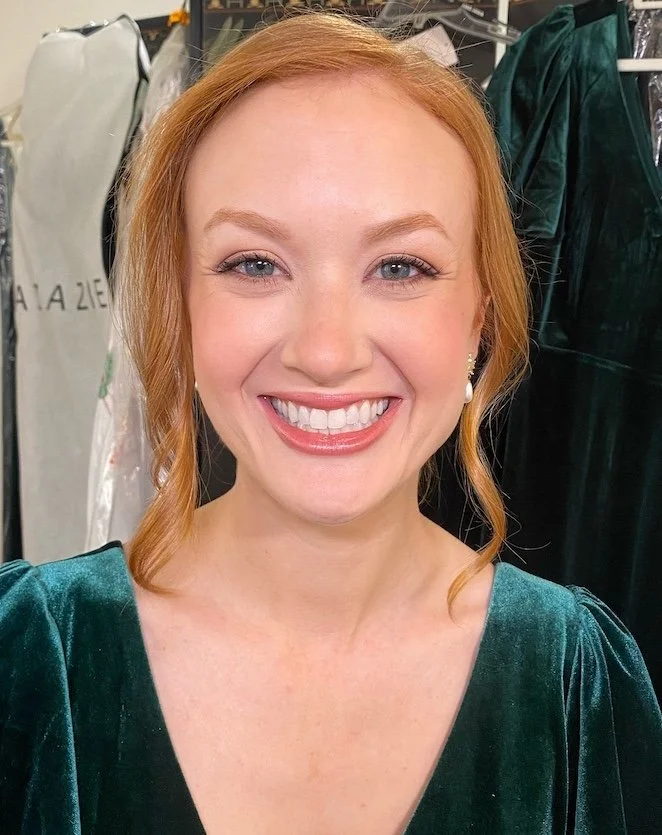 natural wedding makeup on a bridesmaid with fair skin and red hair