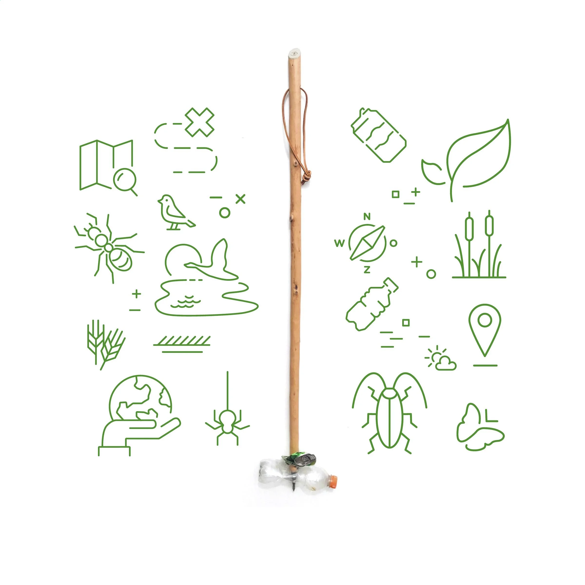 Wandelstok teven zwerfvuil prikker