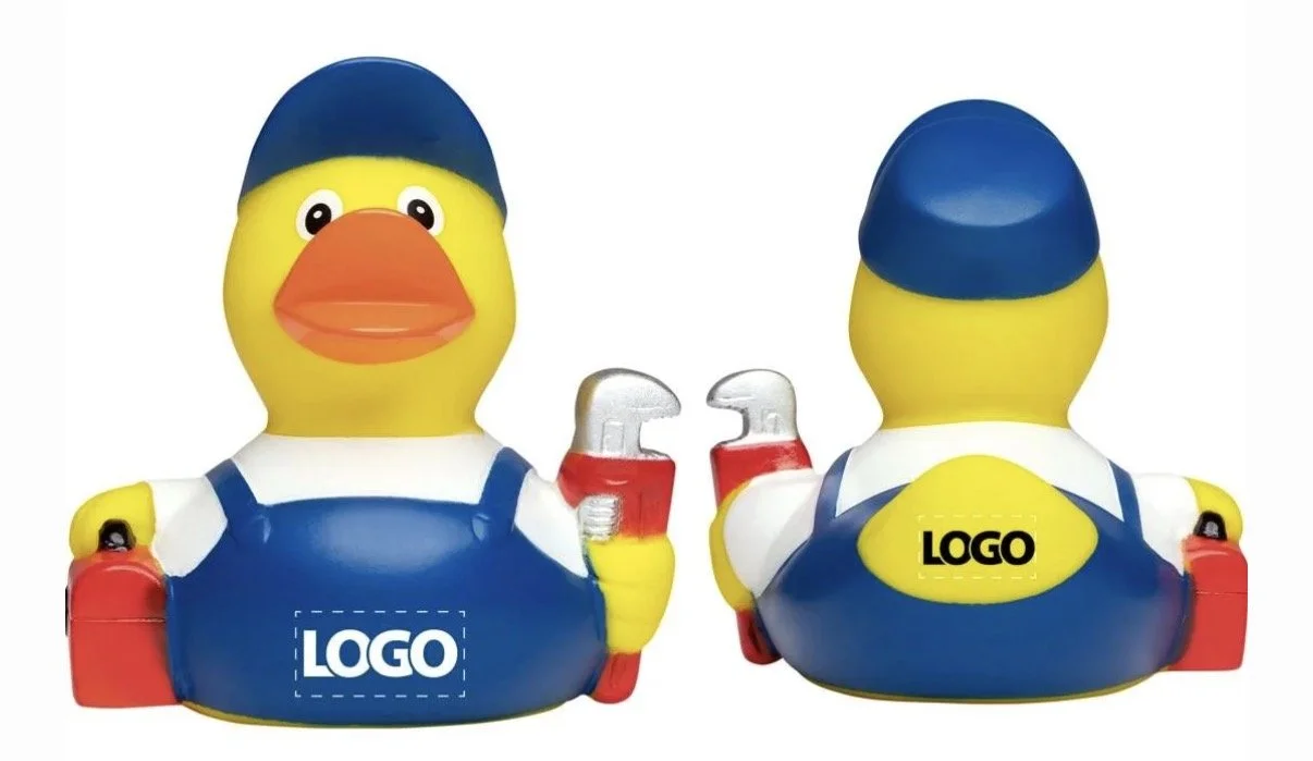 badeend loodgieter met logo bedrukken