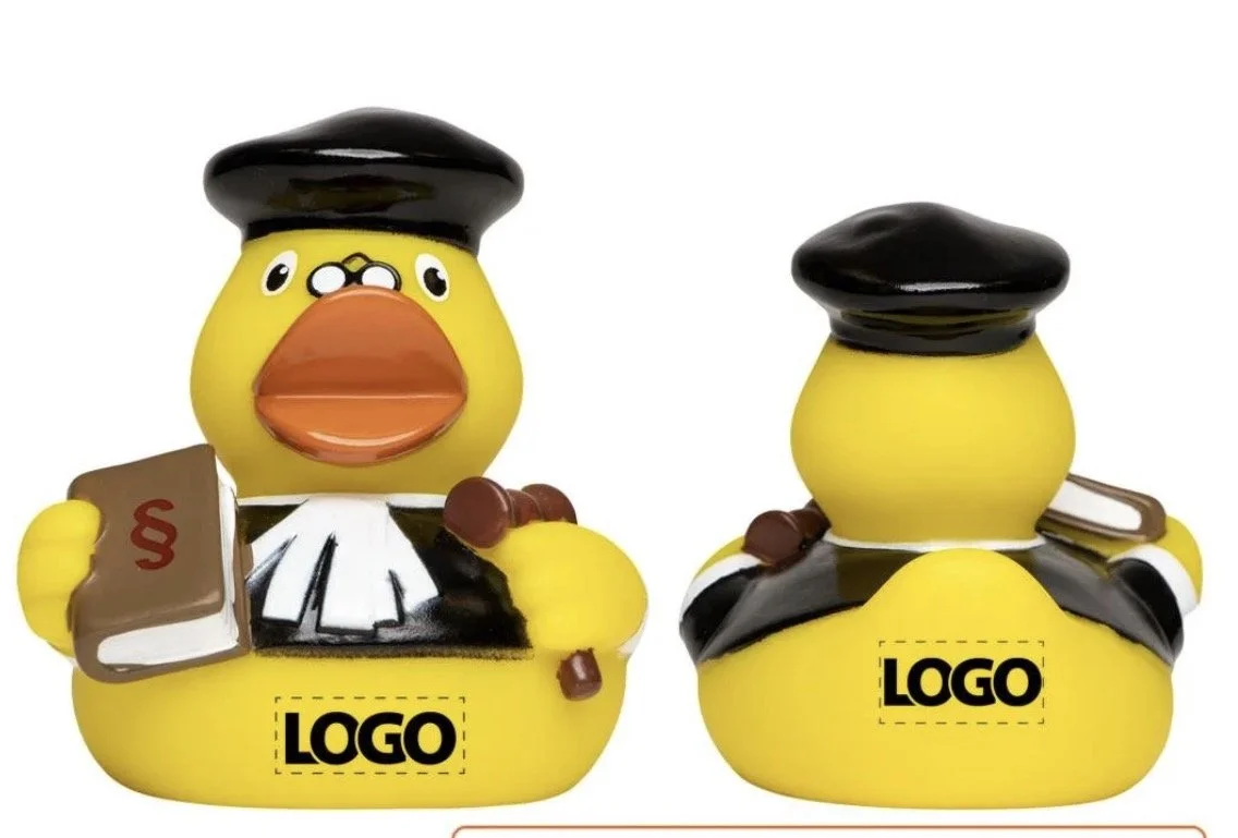 Rechter notaris badeend bedrukken