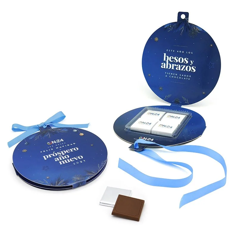Kerstbal Kaart met chocolaatjes bedrukken