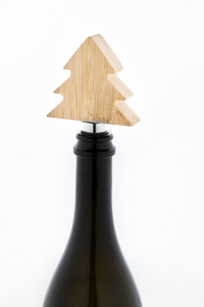 bamboe kerstoom wijnstopper