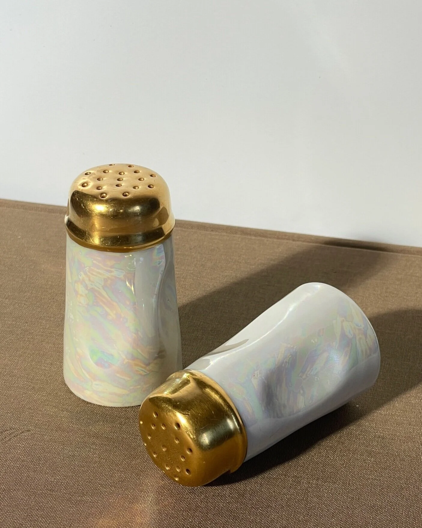 Vintage Ceramic Pearlized Salt and Pepper Shakers