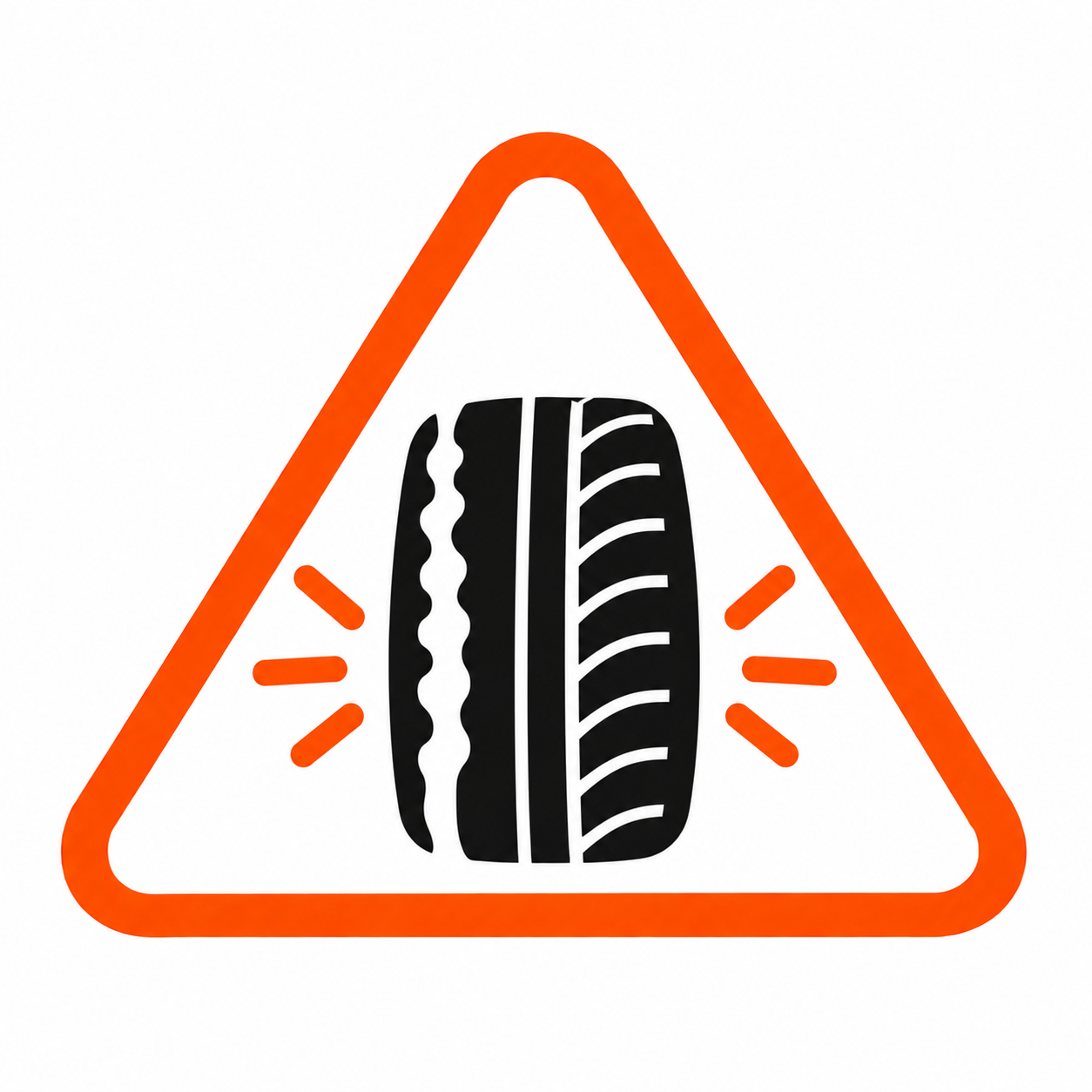 Uneven tire wear that may indicate a wheel alignment, tire or suspension problem