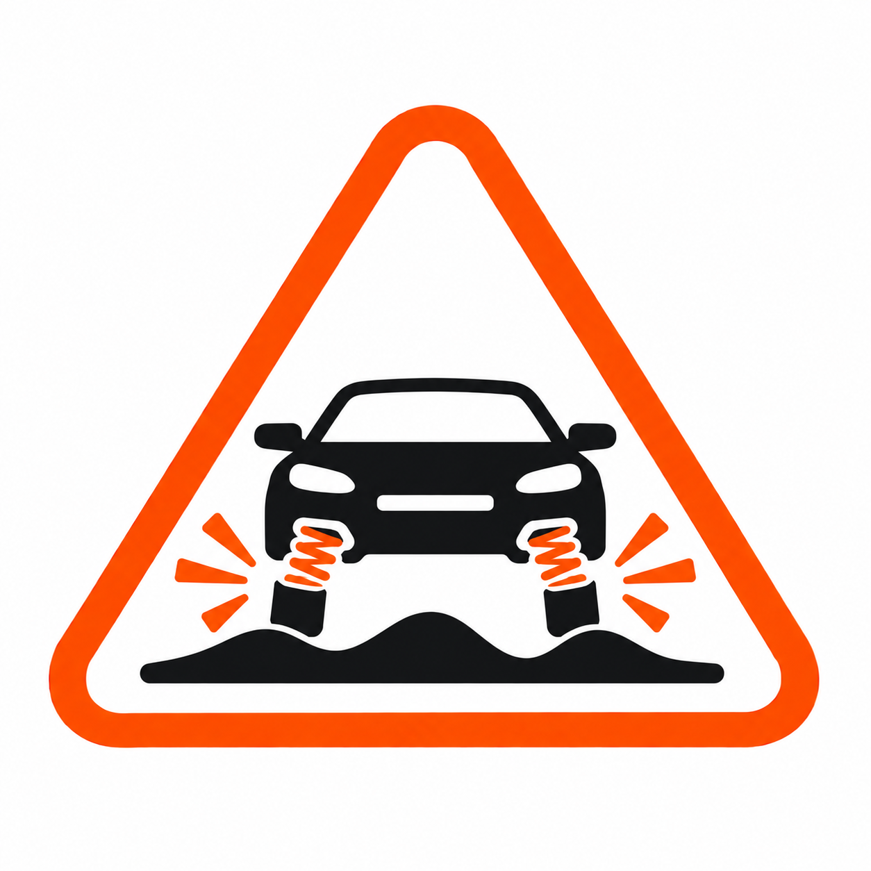Clunking or knocking noise over bumps that may indicate worn suspension components