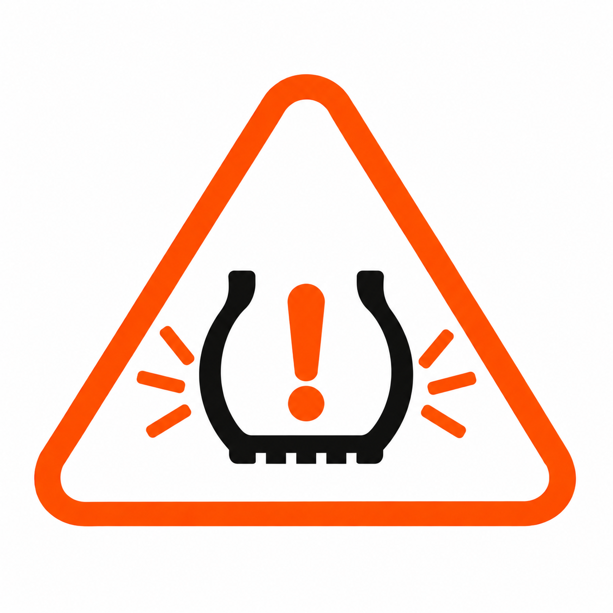 TPMS warning light indicating low tire pressure or a tire pressure sensor problem