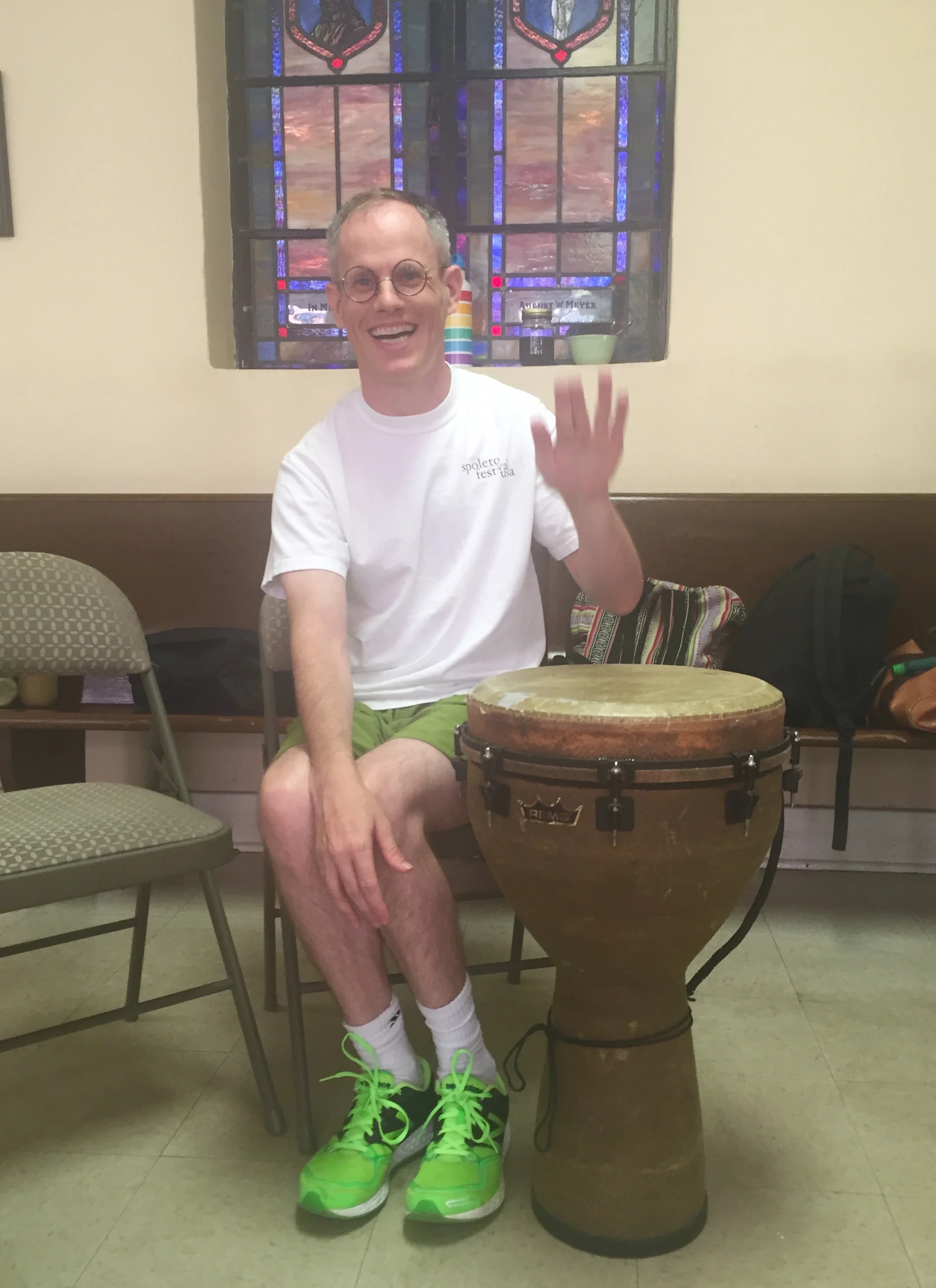 Chris in drum class at HEART