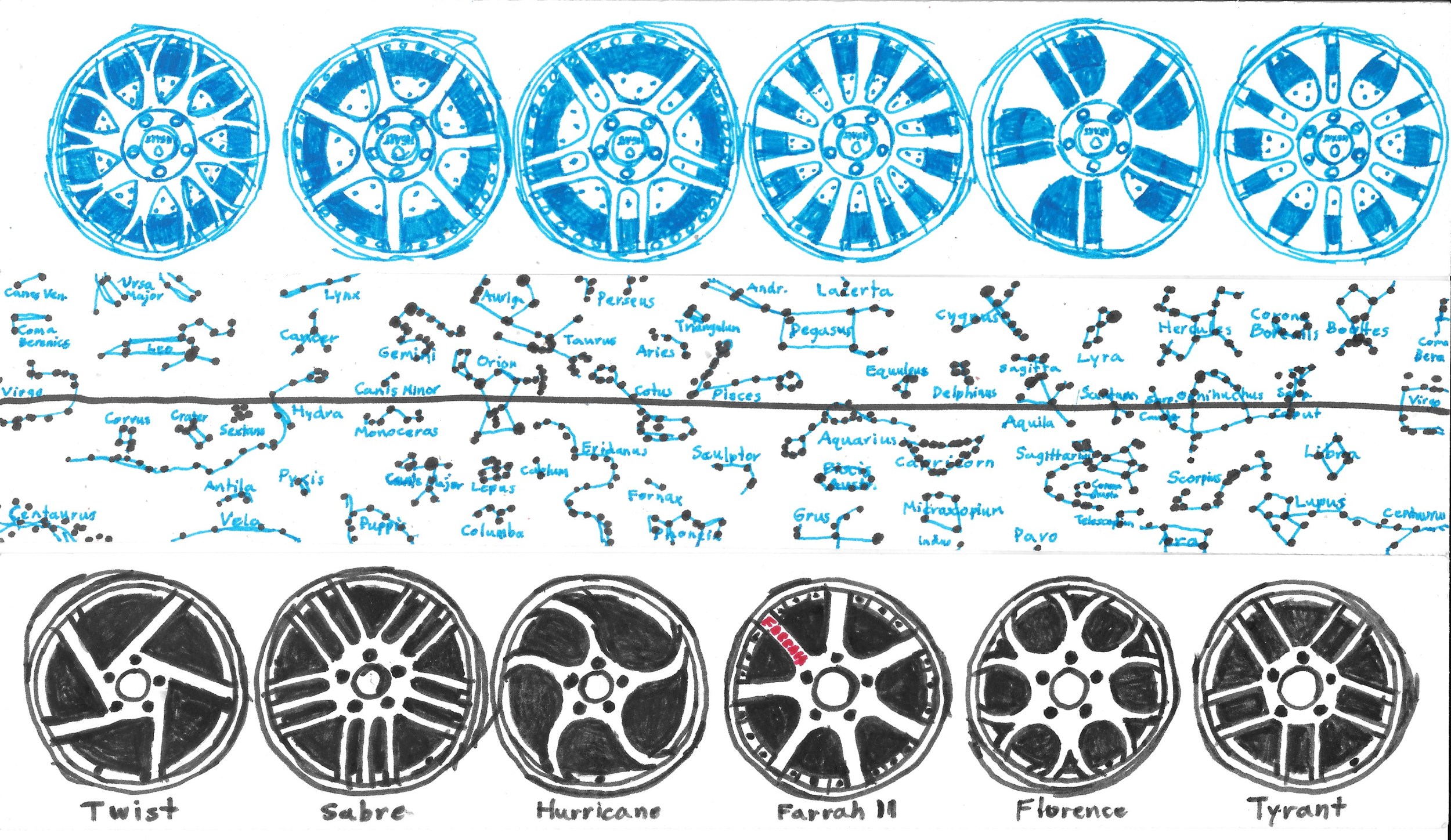 Rims &amp; Star sketches