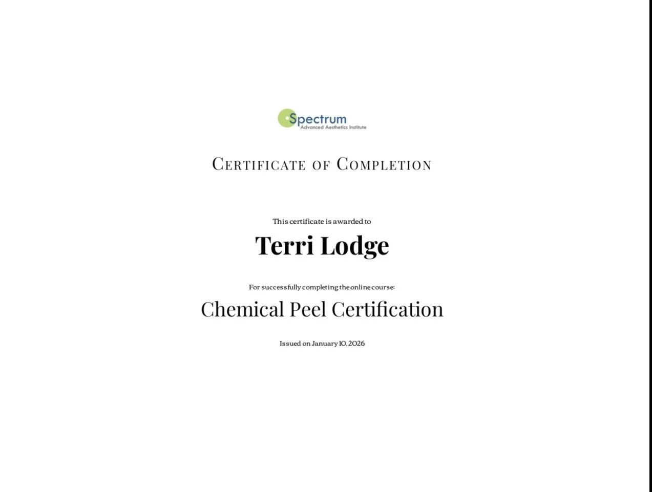 Chemical Peels Certified