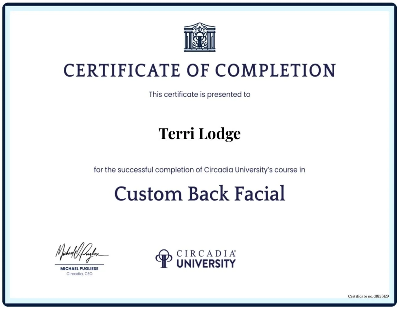 Circadia Custom Back Facial Certified