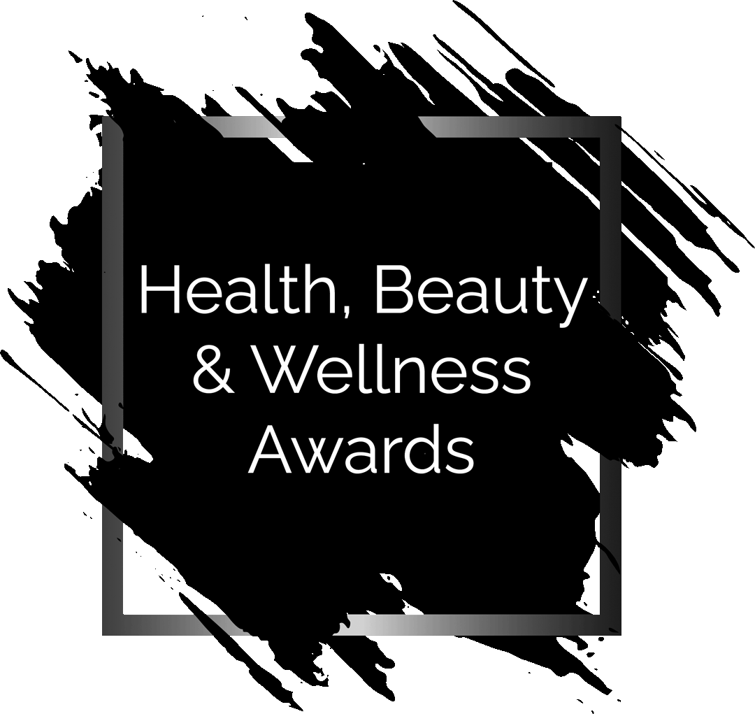 Black award plaque with white text reading 'Health, Beauty & Wellness Awards'