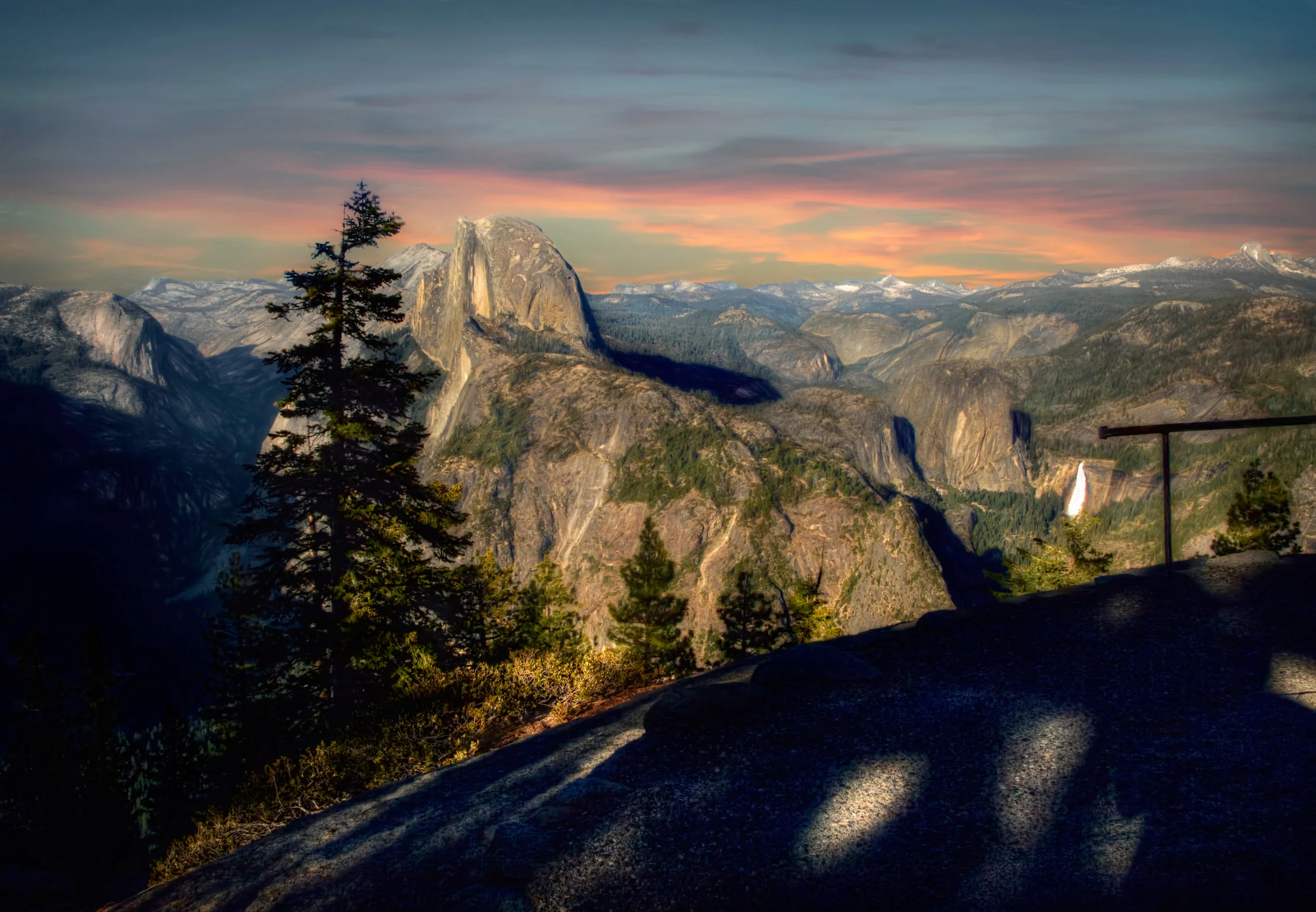 Tree To The Left, Half Dome, Yosemite Falls to Right