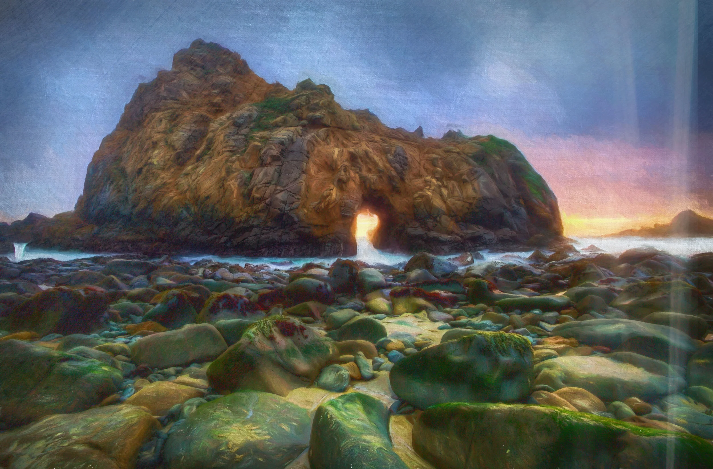 Keyhole With a Sunny Window On A Late Cloudy Day At Pfeiffer Beach (Big SUR) Carmel California)