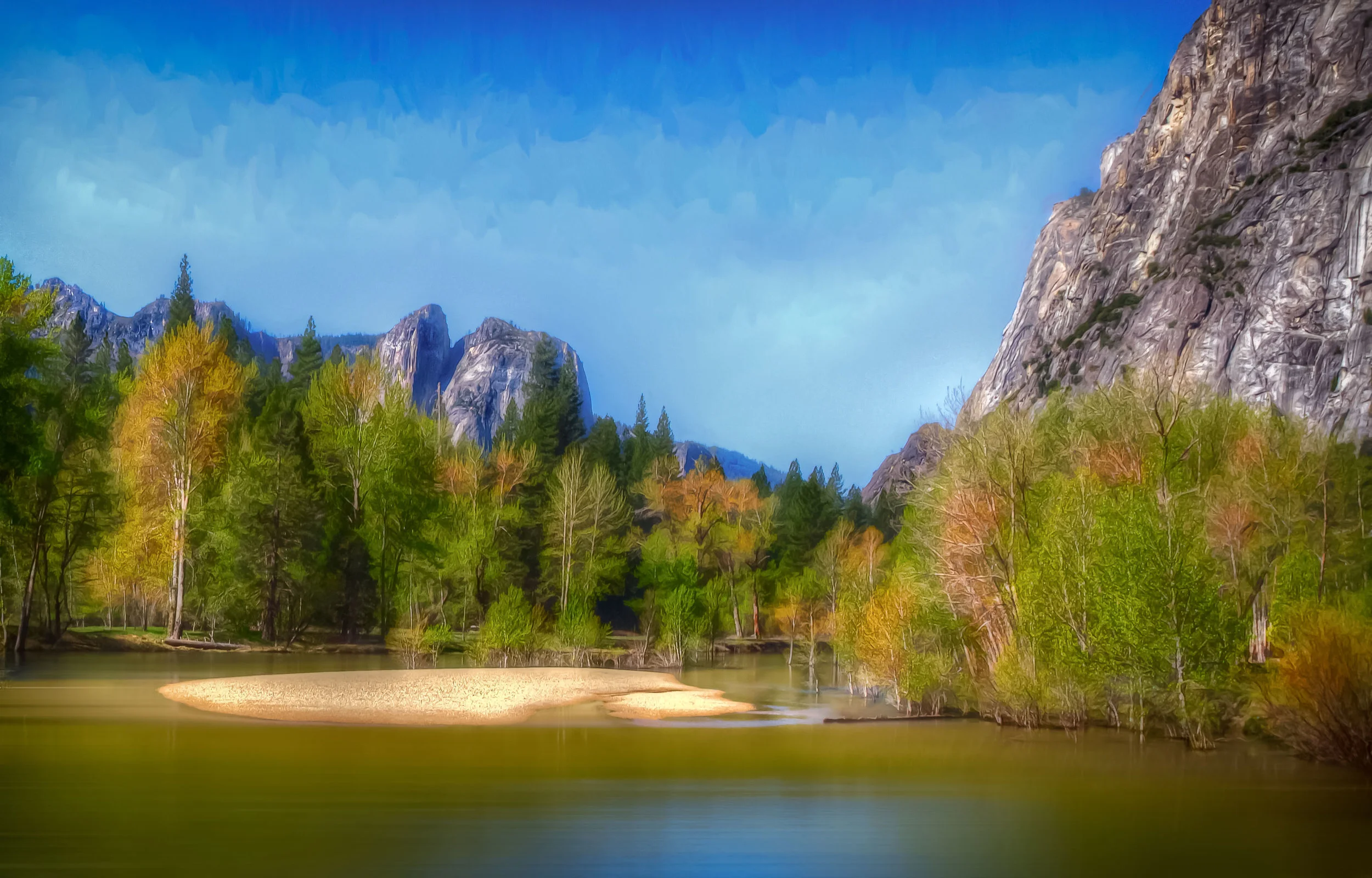 Three Sisters Very Colorful At Yosemite National Parks