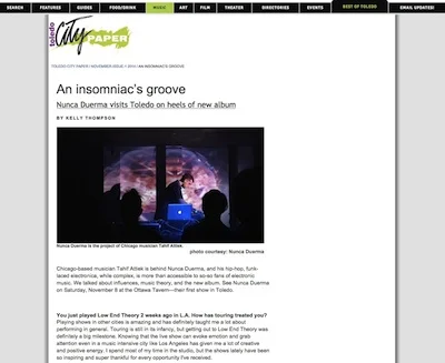 Nunca Duerma - Toledo City Paper Interview