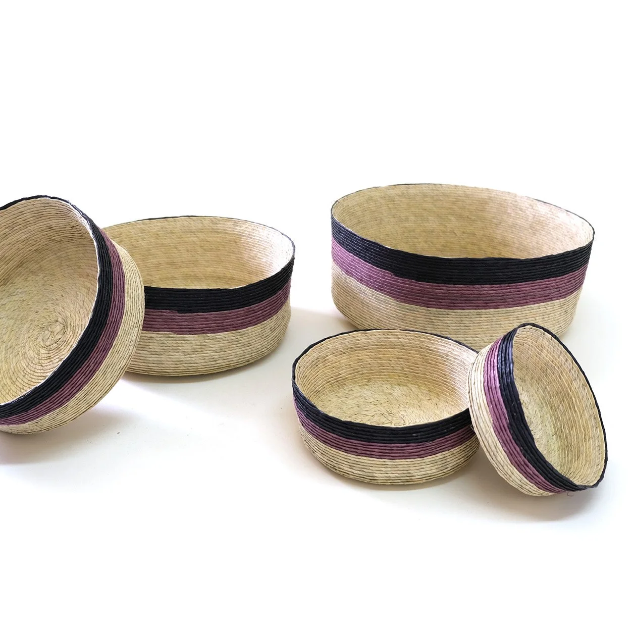 Canasta Redonda  - DUO Negro + Bugambilia