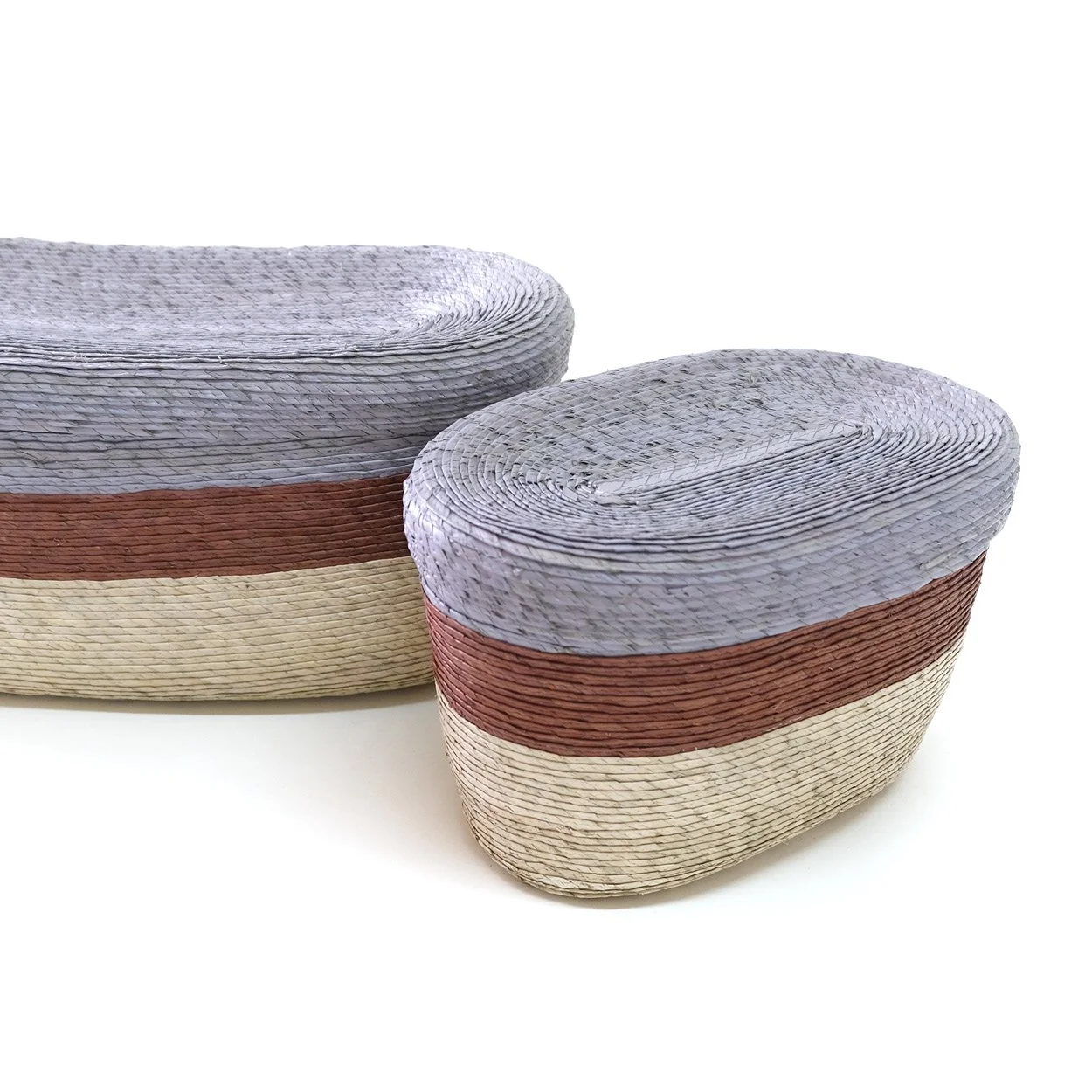 Canasta Ovalada con Tapa - DUO Plata + Miel