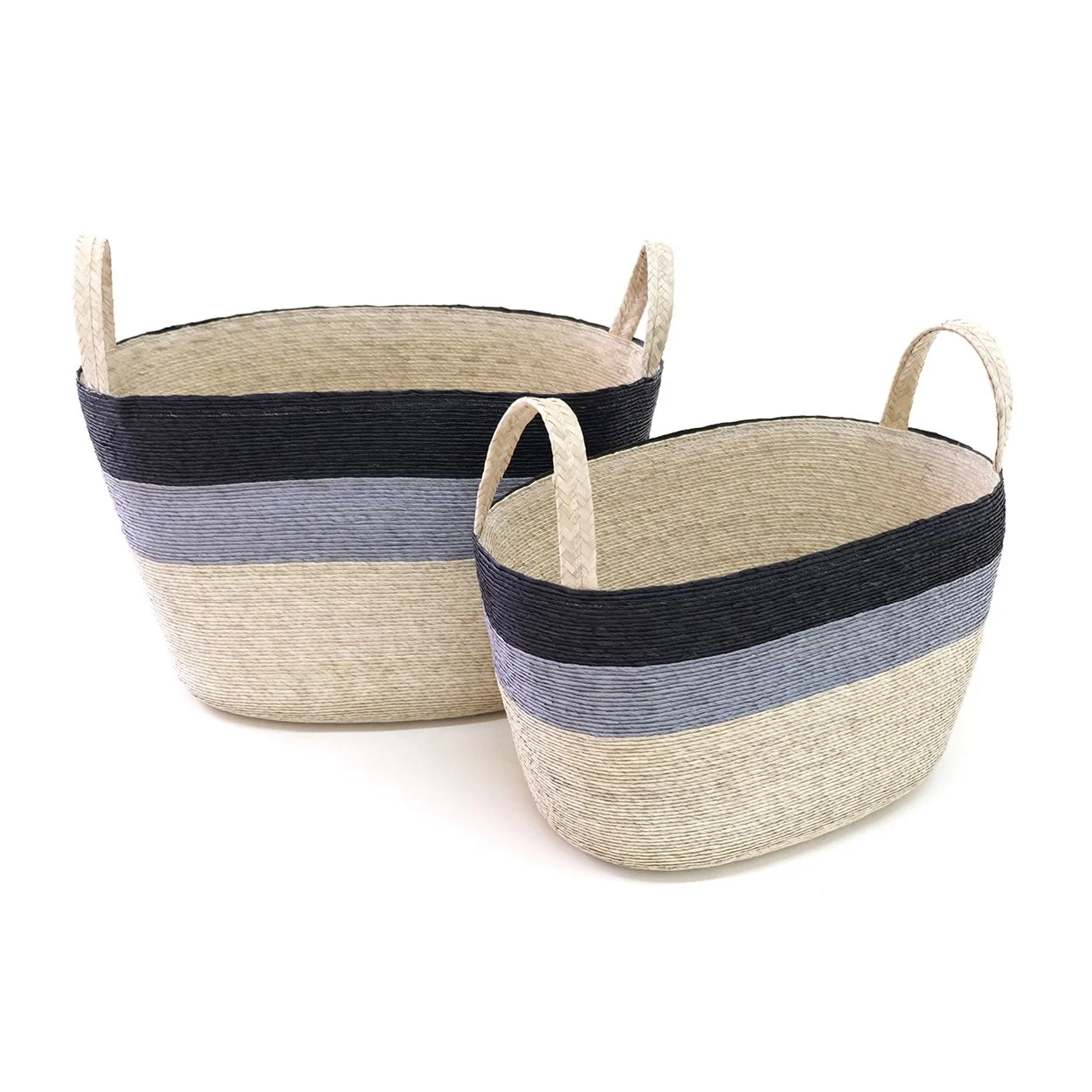 Canasta Ovalada de Piso - DUO Negro + Plata