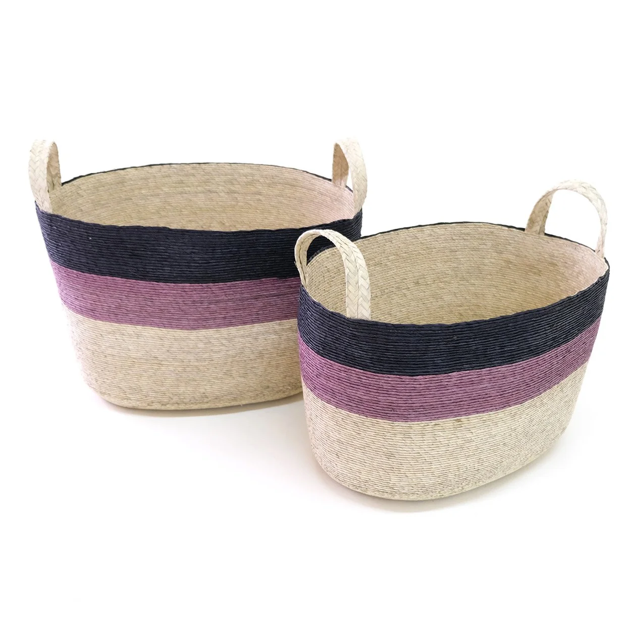 Canasta Ovalada de Piso - DUO Negro + Bugambilia