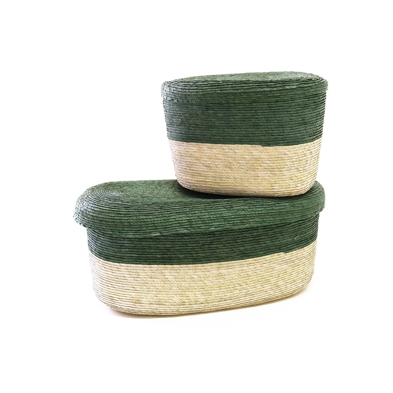 Small Oval Storage Basket with Lid - Cactus