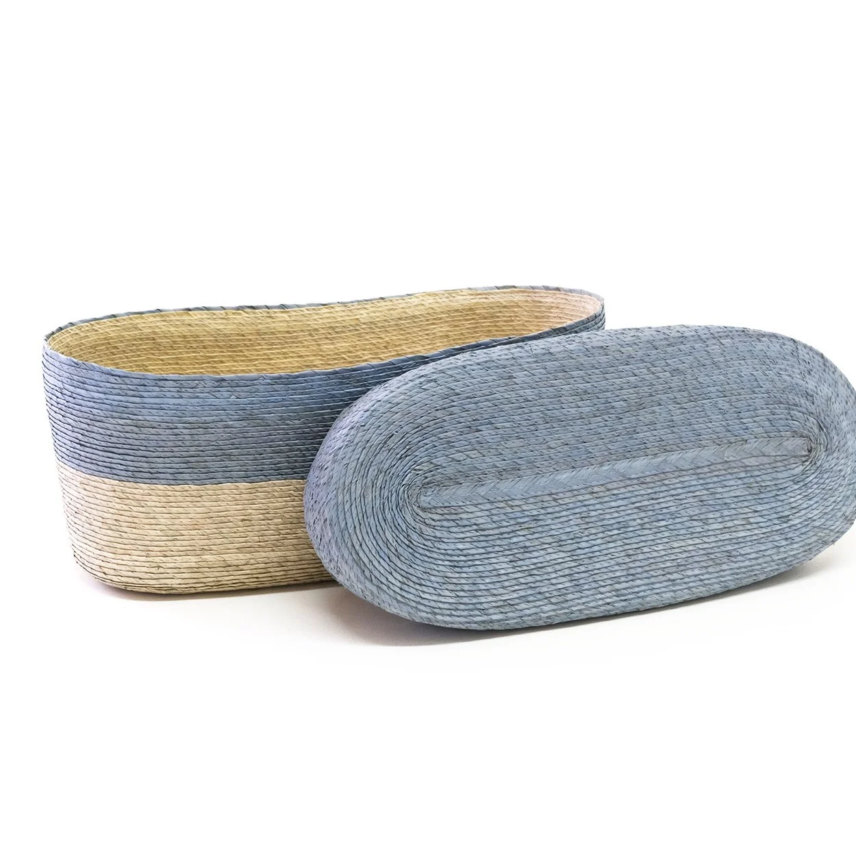 Large Oval Storage Basket with Lid - Cielo