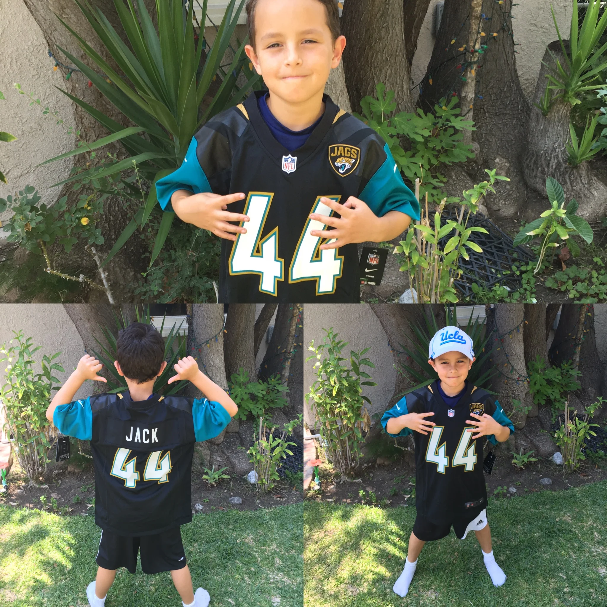 Jr. BFA Member, Luke Karzen, Rocking Myles Jack Jaguars Jersey
