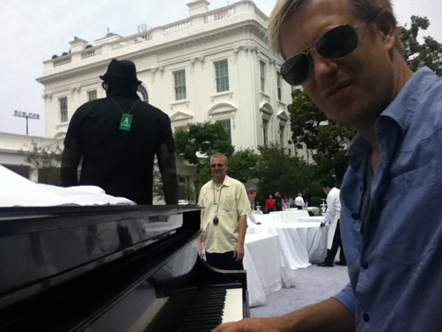 sound check at the White House Rose Garden