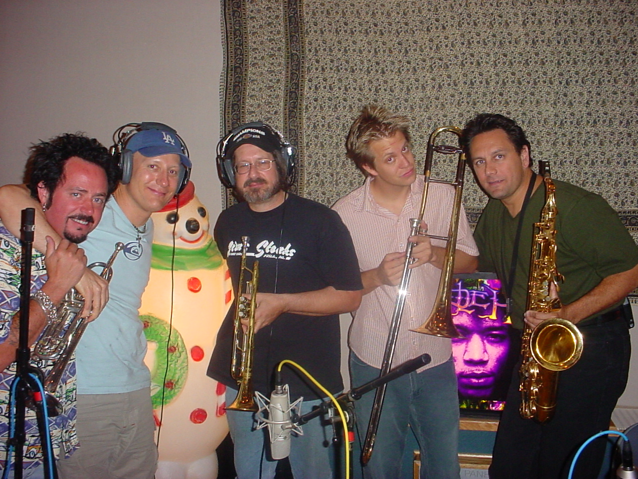 SantaMental horn section w/ Steve Lukather, Gregg Bissonette, Walt Fowler & George Shelby, Steakhouse Studio, North Hollywood, CA 2001