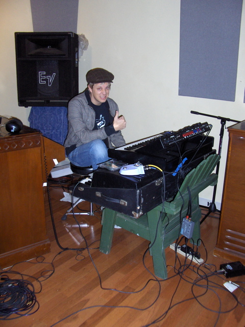 recording hip hop @ Toss Panos' studio on a makeshift stand, 2008