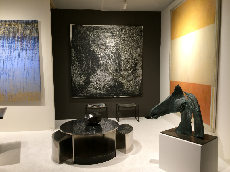 Vicky Colombet black painting #1324-15 Oil on canvas Dimension 80 x 80 inches