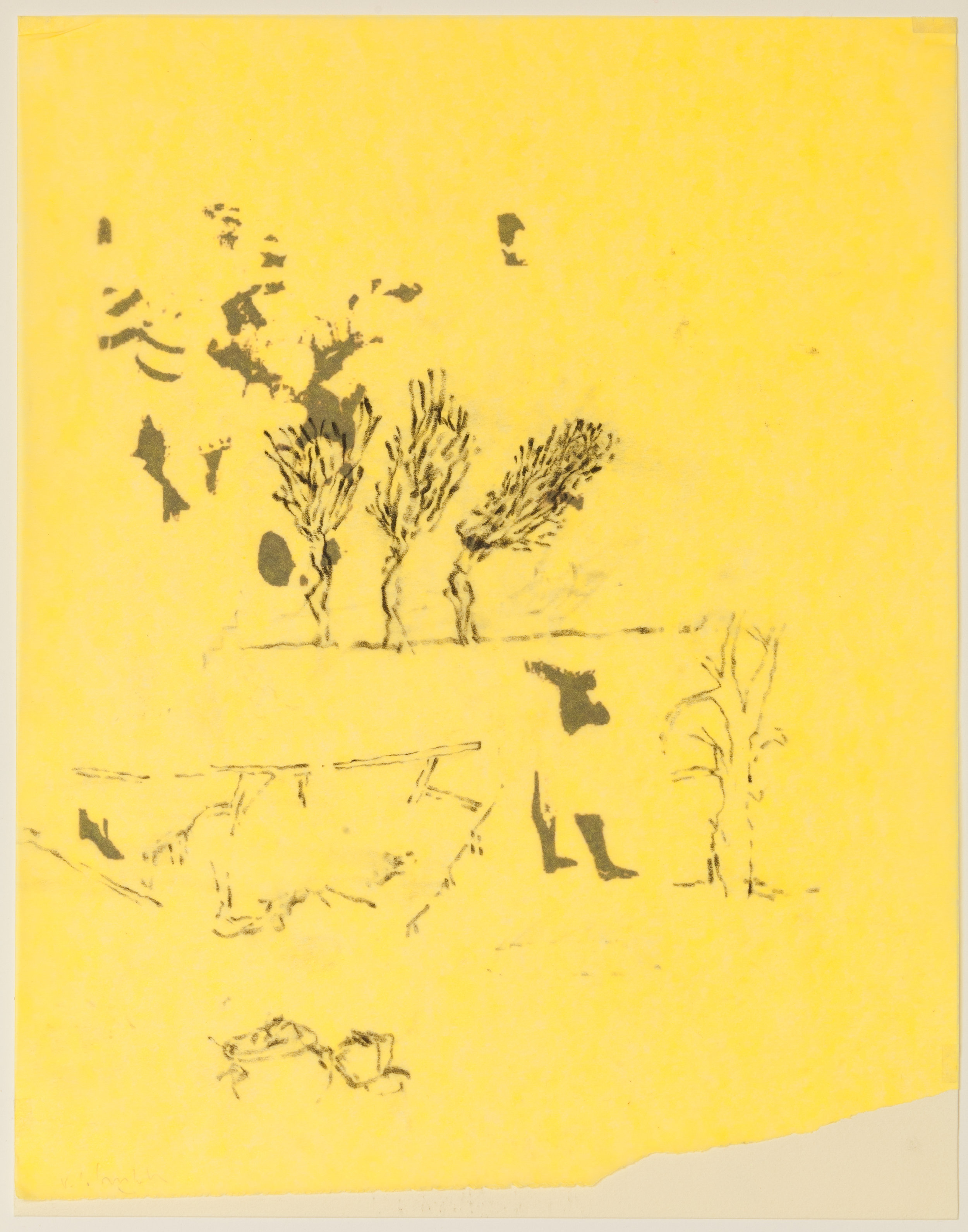 Très Riches Heures - January/October" 2015 Chinese Ink on Rives Paper and graphing on yellow tracing paper Dimension: 10"5/8 x 8"1/4 — 27 x 21 cm